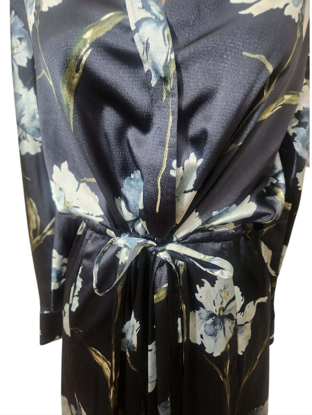 VINCE Satin Iris Print Blouson Dress - Size S - Picture 4 of 16